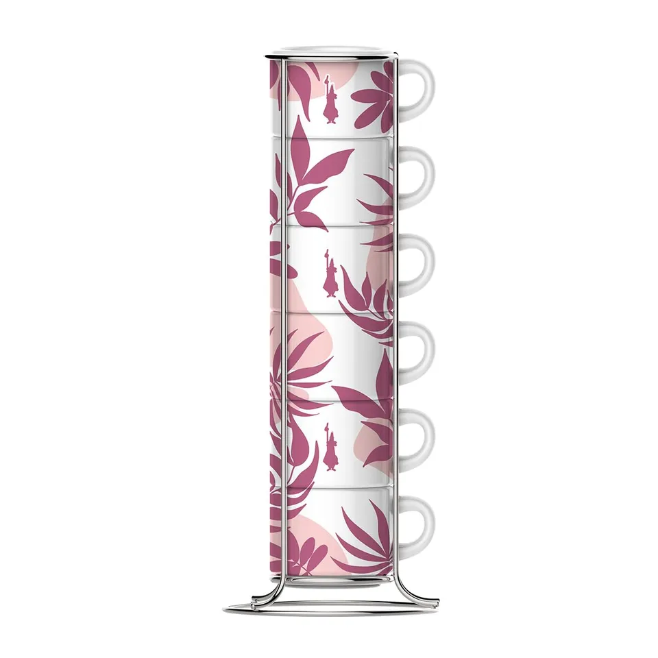 bialetti-set-de-6-tasses-caf-roses-empilables-en-porcelaine image 1