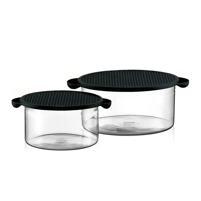 bodum-hot-pot-set-de-2-plats-en-verre-borosilicate-avec-couvercle-silicone-1-l-e image 1