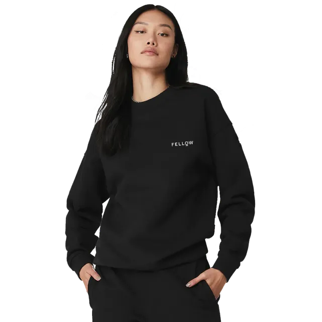 fellow-logo-black-crew-sweat-col-rond-unisexe-coton-polyester-noir image 1