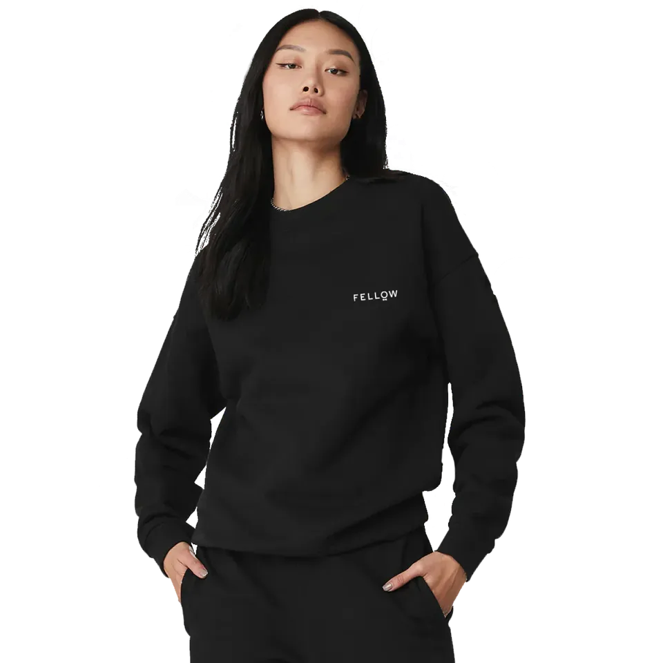 fellow-logo-black-crew-sweat-col-rond-unisexe-coton-polyester-noir image 1